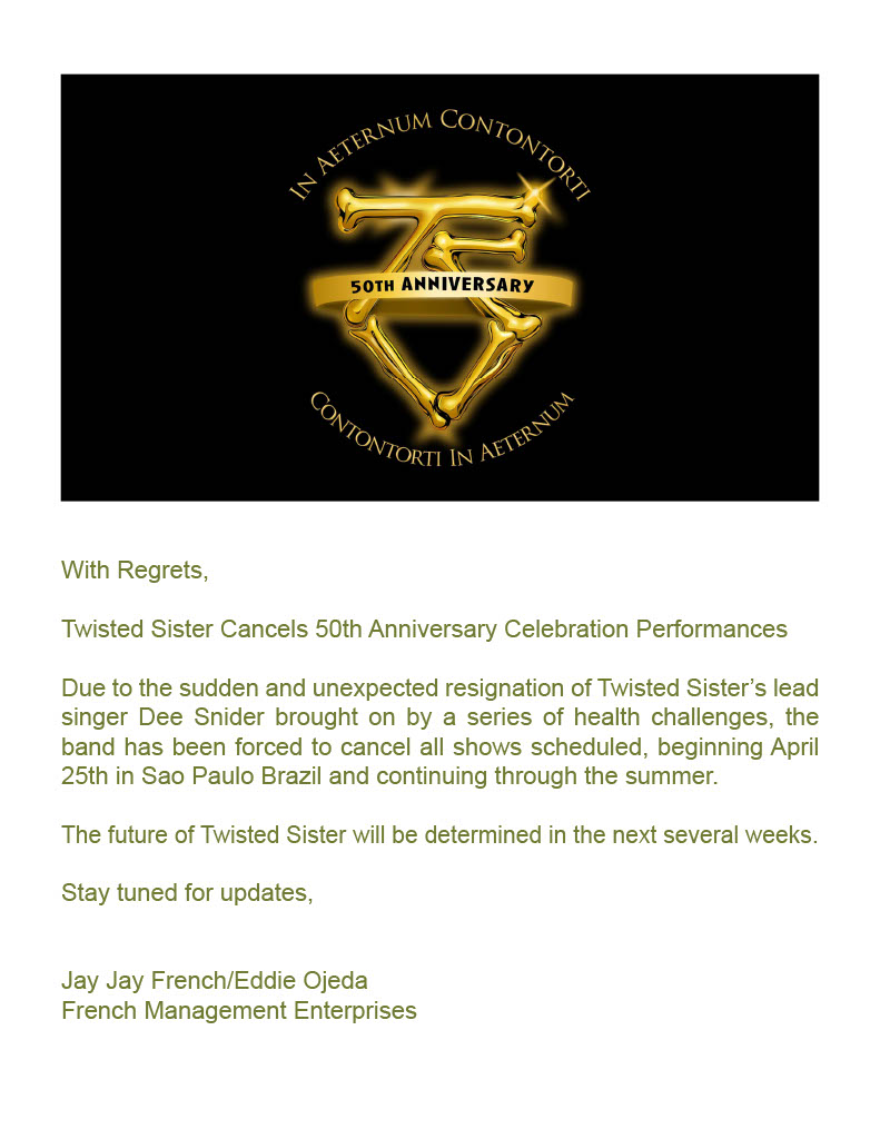 Twisted Sister nie wrócą na scenę w 2026 roku
