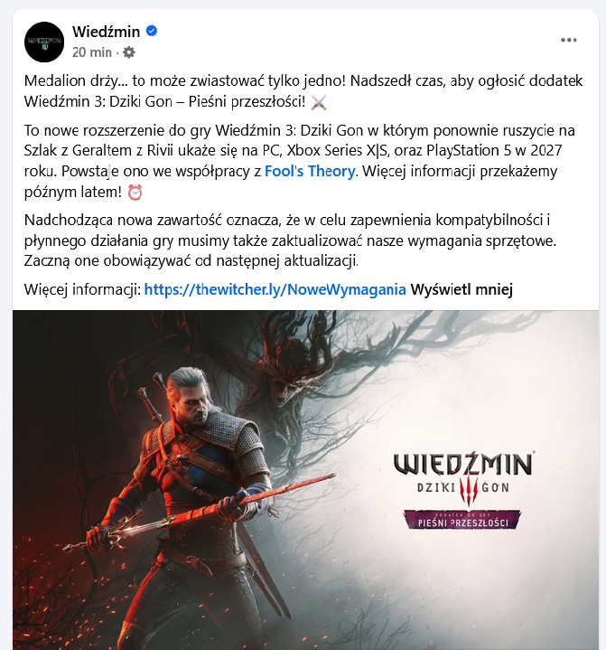 Nowe DLC do Wiedźmina 3 oficjalnie ogłoszone!